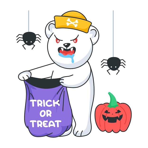 Vector a doodle style sticker of halloween trick