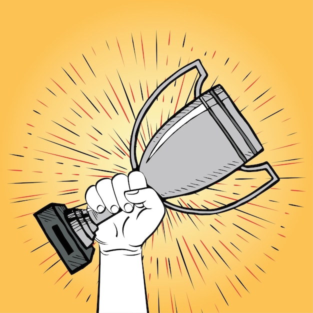 Vector doodle style trophy sketch in vector format on white background