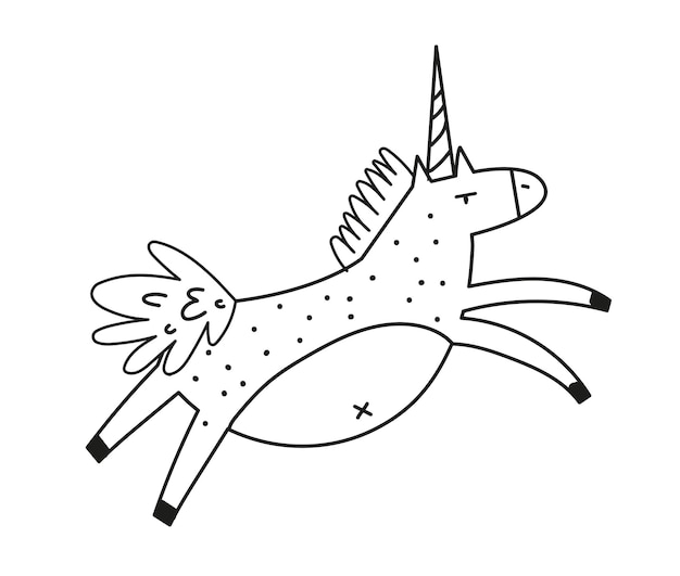 Vettore unicorno in stile doodle