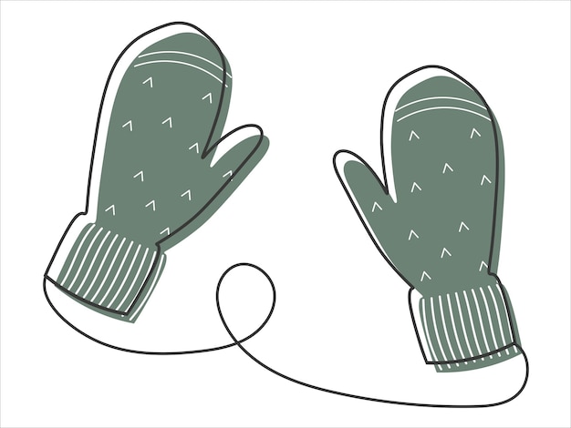 Doodle style winter Mittens Color vector hand drawn illustration of winter clothes