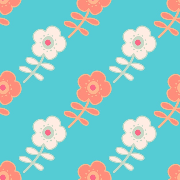 Doodle stylized flowers seamless pattern Decorative naive botanical wallpaper Cute flower background