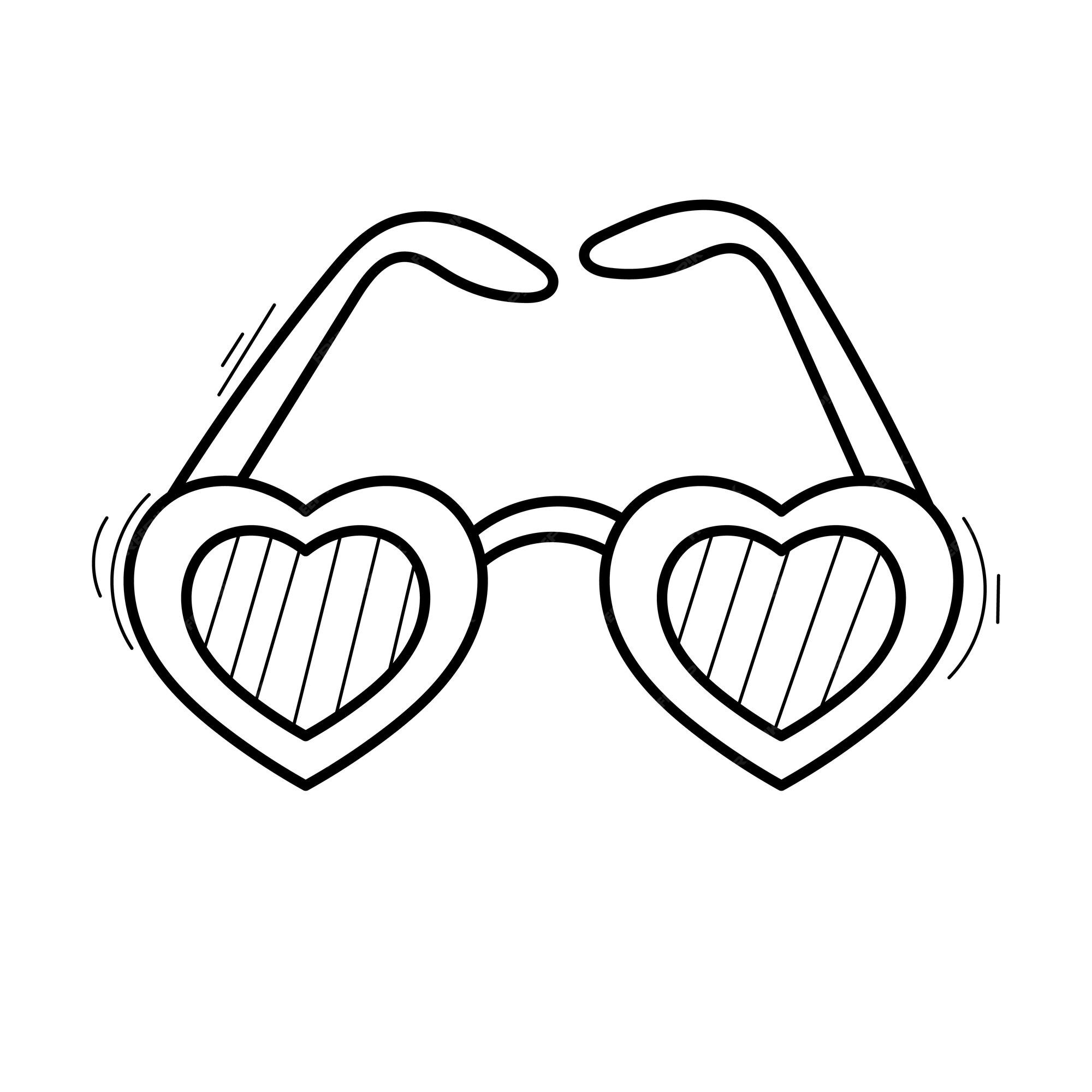 doodle style vector illustration. cute glasses in the shape of hearts. glasses hearts simple drawing clipart. love, romance 10403255 Vector Art at Vecteezy