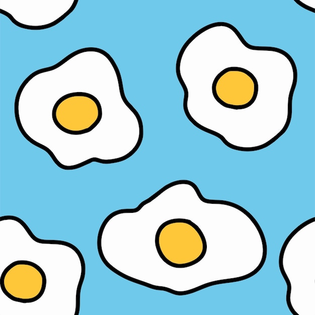 Doodle sunny side up egg seamless pattern.