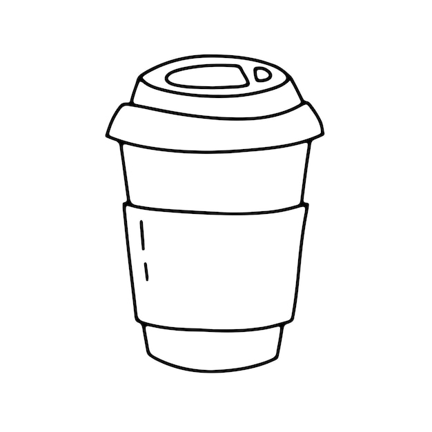 落書きテイクアウト コーヒー カップ ベクトル イラスト白で隔離