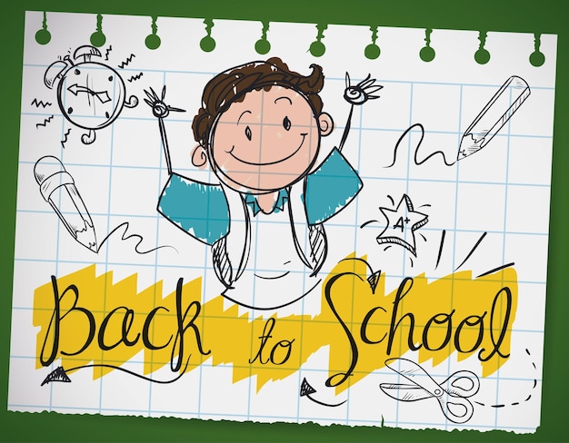 Doodle tekenen op een notebookpapier voor Back to School