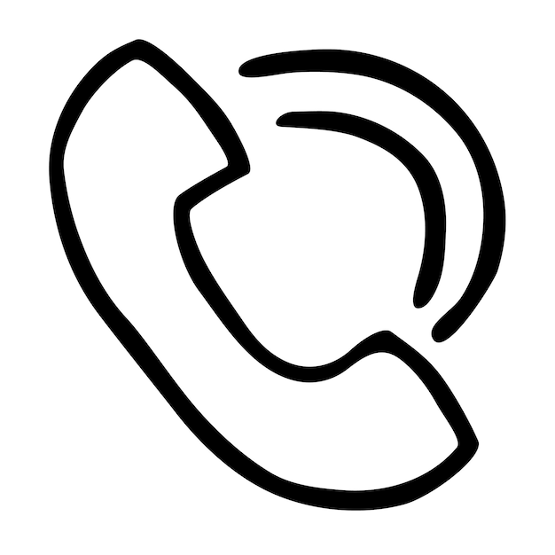 Doodle telefoongesprek pictogram hand getekend met dunne zwarte lijn
