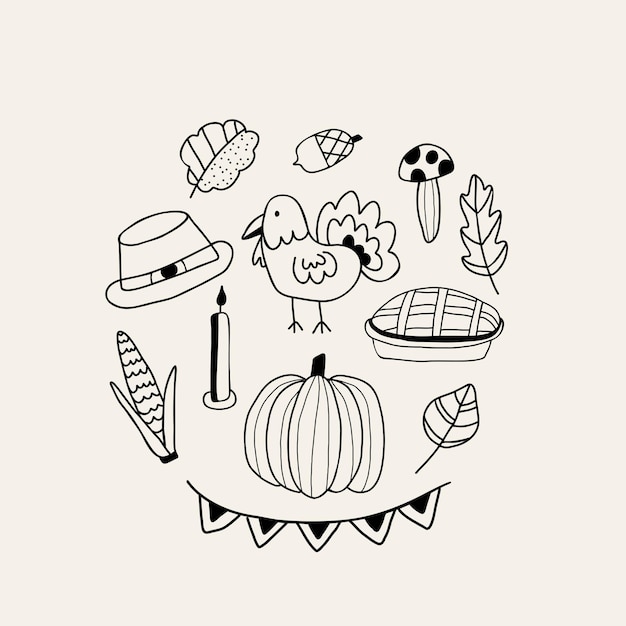 Doodle thanksgiving-dagelementen