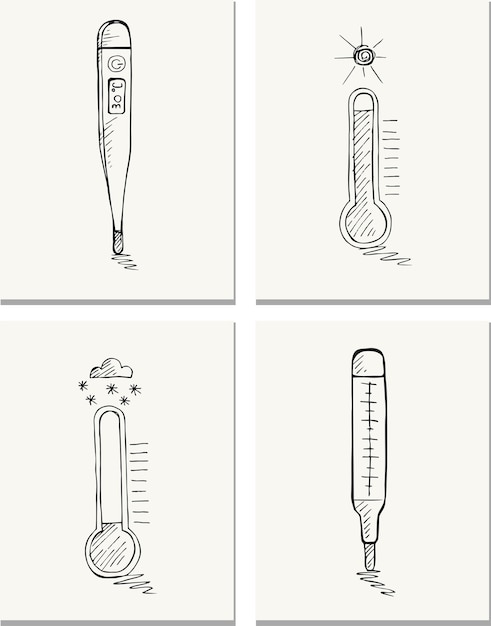 Vector doodle of thermometer icon