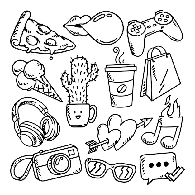 Doodle tiener set illustratie