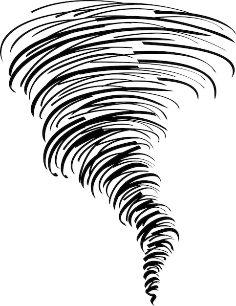 Каракули вектор иллюстрации торнадо, изолированные на белом фоне