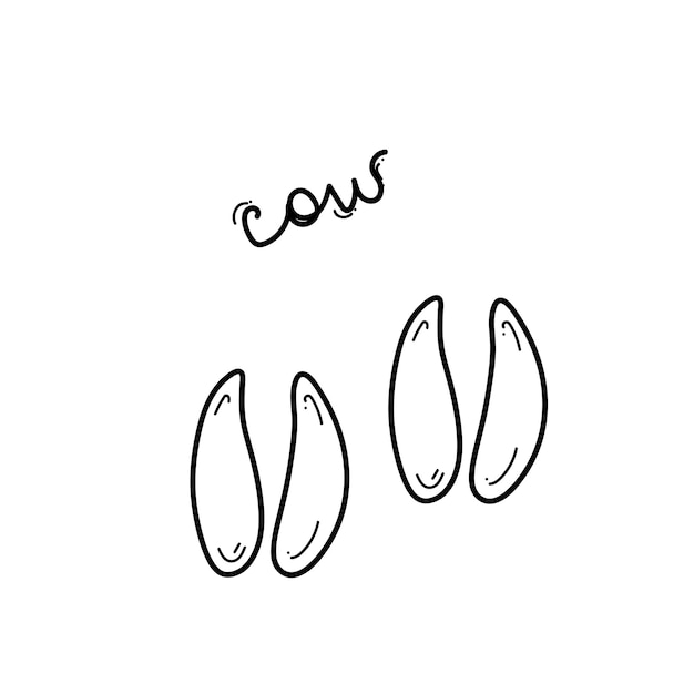 Doodle traces of cow hooves with lettering