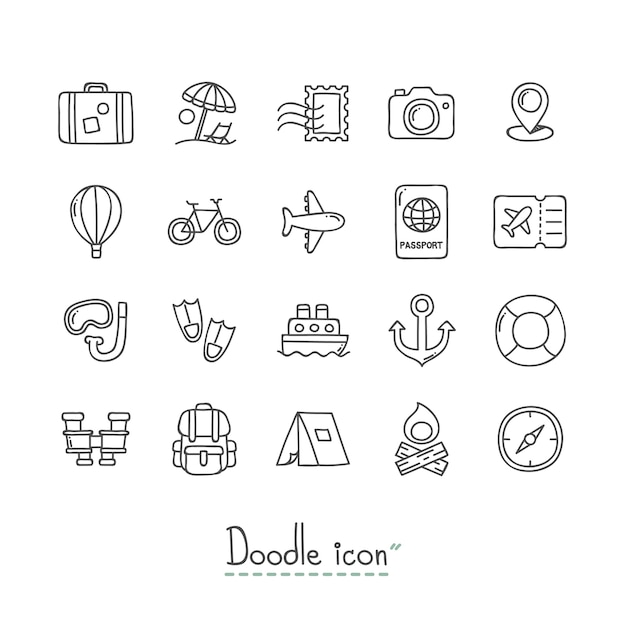 Doodle travel icons.