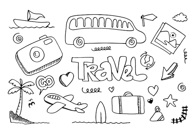 Vector a doodle of travel and travel.