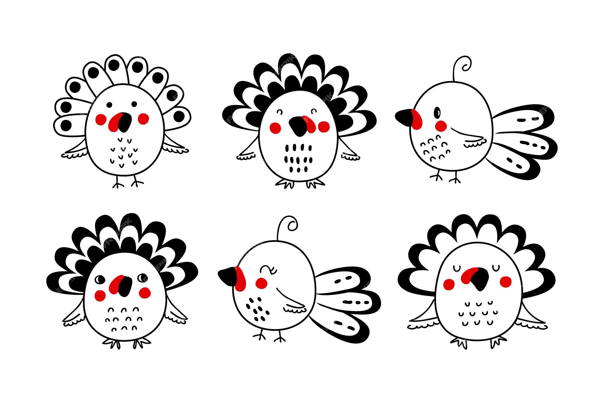 Set of high quality hand drawn Kawaii Thanksgiving clipart