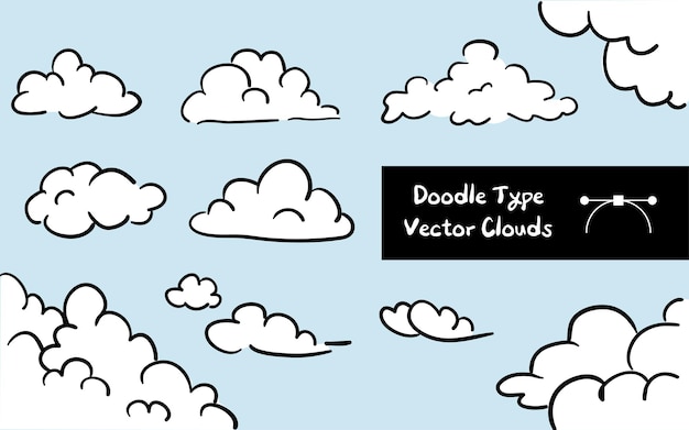 Doodle type vector clouds