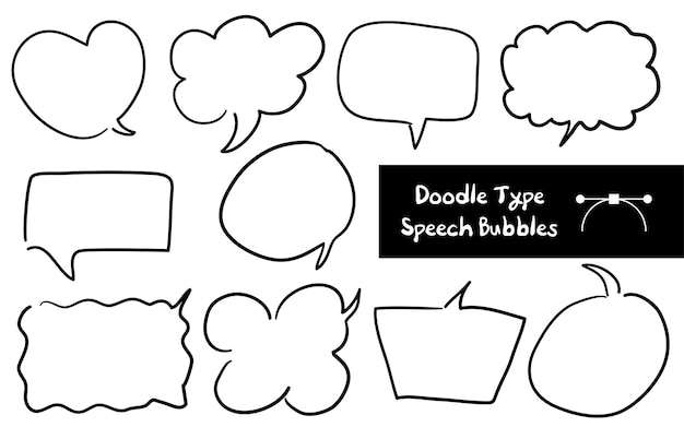 Doodle type vector speech bubbles