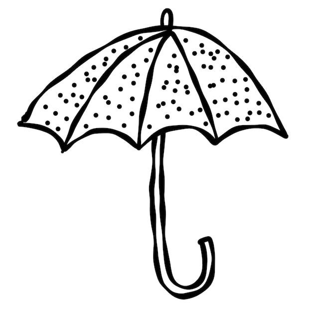 Зонт-каракули ручной рисунок зонтика линейный арт-аксессуар векторная иллюстрация дождя каракулей
