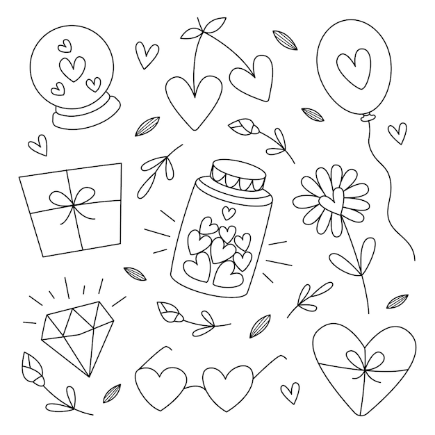 Vector doodle valentine day element collection