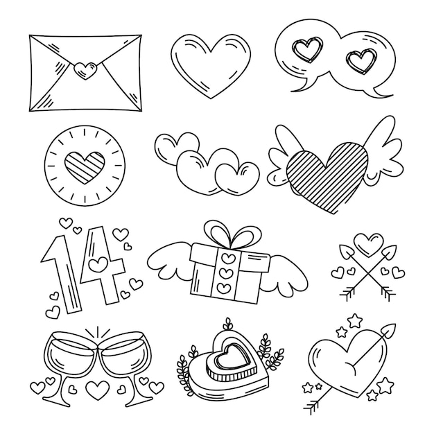 Vector doodle valentine's day elements