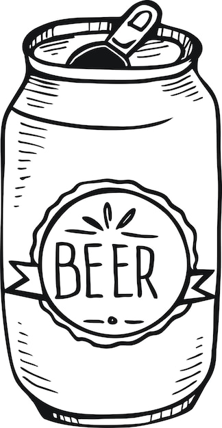 Doodle van kan bier vector