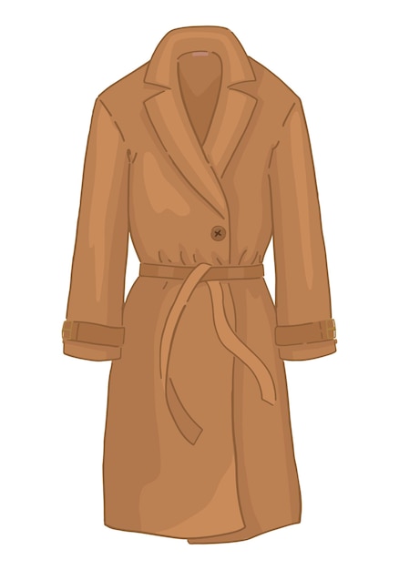 Doodle van trenchcoat Cartoon clipart van herfst bovenkleding Hedendaagse vectorillustratie geïsoleerd op een witte achtergrond