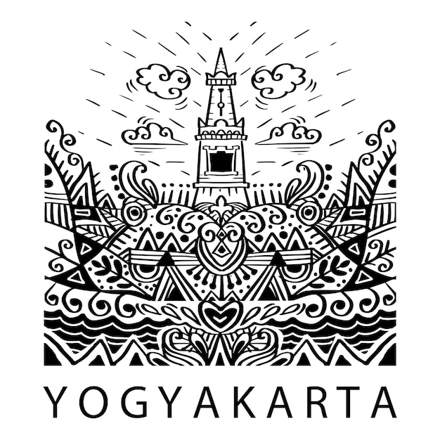 Doodle van Yogyakarta Stad van Indonesië