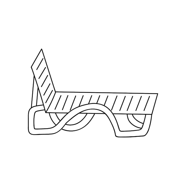 Doodle vector beach lounger by the the sea