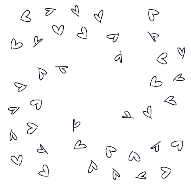 Doodle vector hearts round shape for greeting card and prints Hand drawn illustration