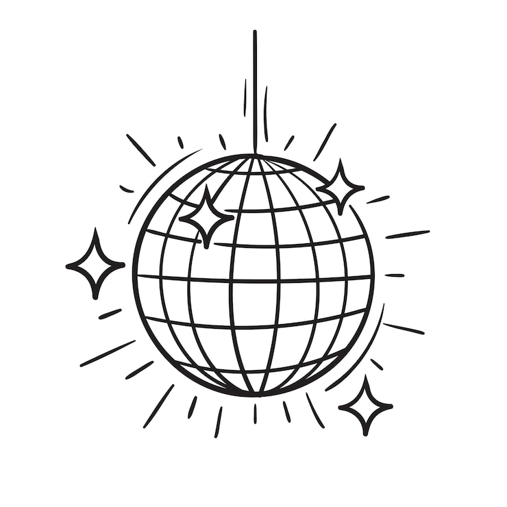Doodle vector illustratie van een disco bal in cartoon stijl