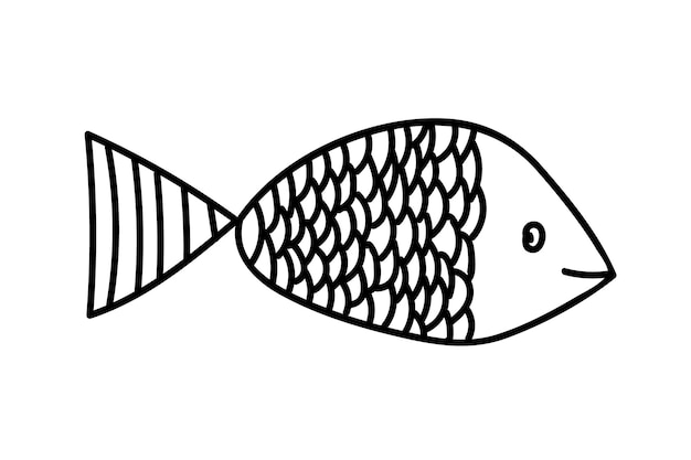 낙서 벡터 제목 물고기 그림 암초 물고기 손으로 그린 그림 스티커 장식 인사말 카드