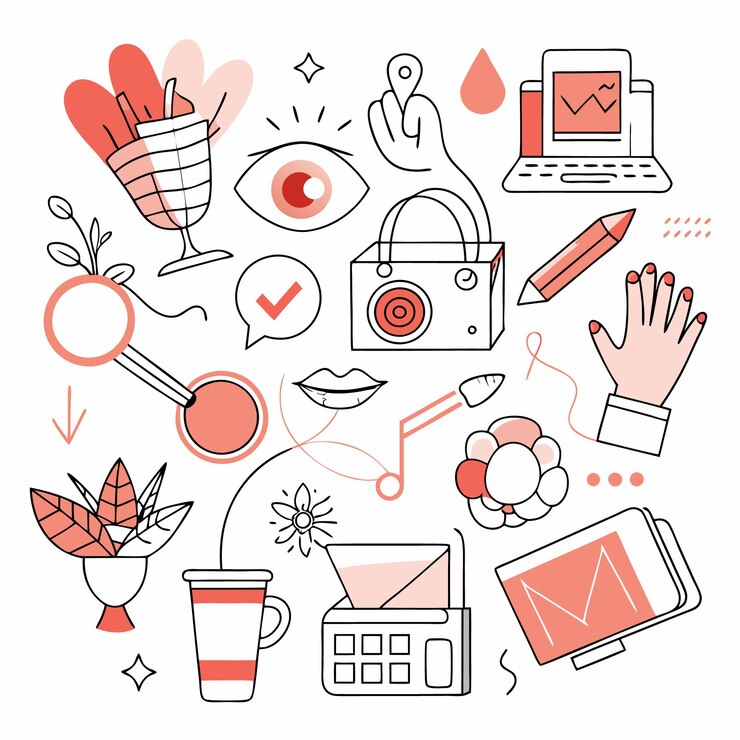 Vector doodle vectors of ecommerce products
