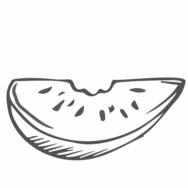 Doodle verse lijn Watermeloen segment. Geïsoleerd op wit