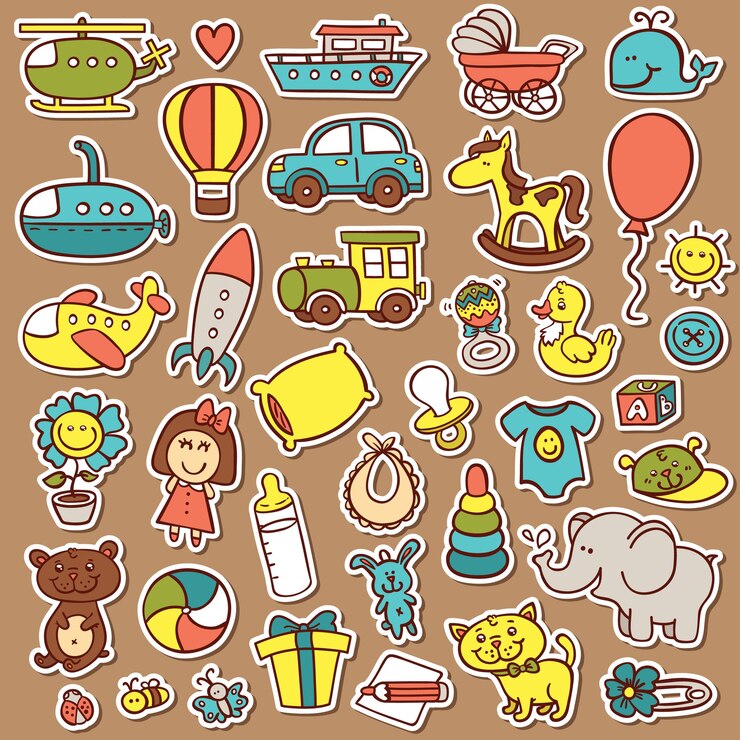 doodle verzameling handgetekende pictogrammen voor baby shower