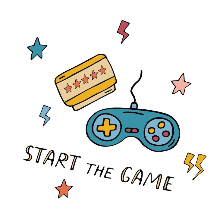 Vector 落書きビデオゲームカートリッジとジョイスティックは、レトロなコンソール90年代の懐かしさのためのゲームカセットを分離しましたベクトル色の落書きイラスト白い背景の上のトレンディなヴィンテージデザイン要素