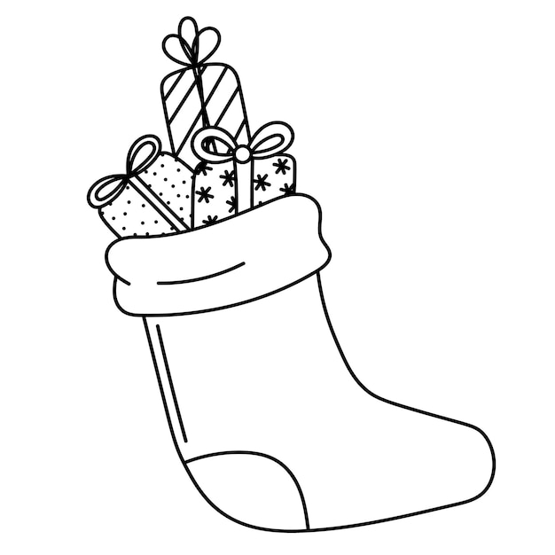 Doodle warm Christmas sock with gifts