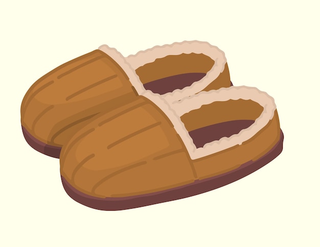 Vettore doodle di calzature invernali calde clipart cartone animato di un paio di calzature pelose per la casa illustrazione vettoriale contemporanea isolata su sfondo bianco