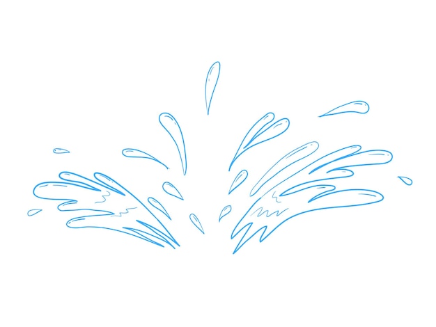 Doodle water splash in handdrawn style on white background