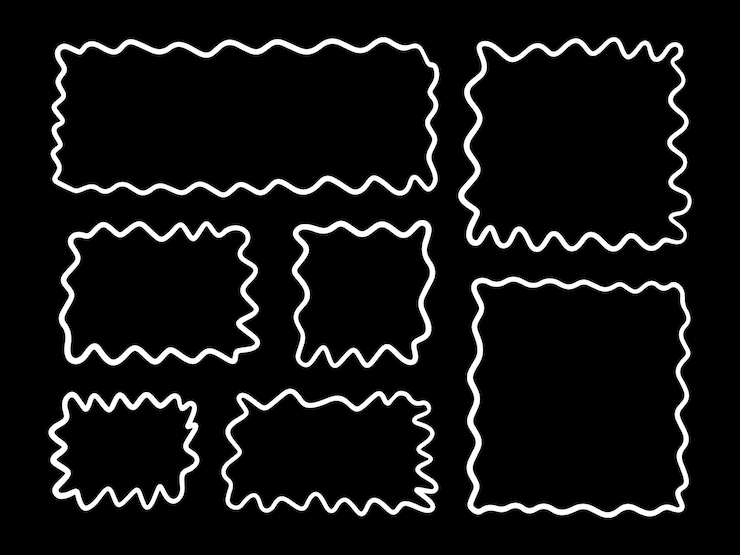 Vector doodle wave curve edge frame hand drawn wavy rectangle borders doodle brush drawn square design