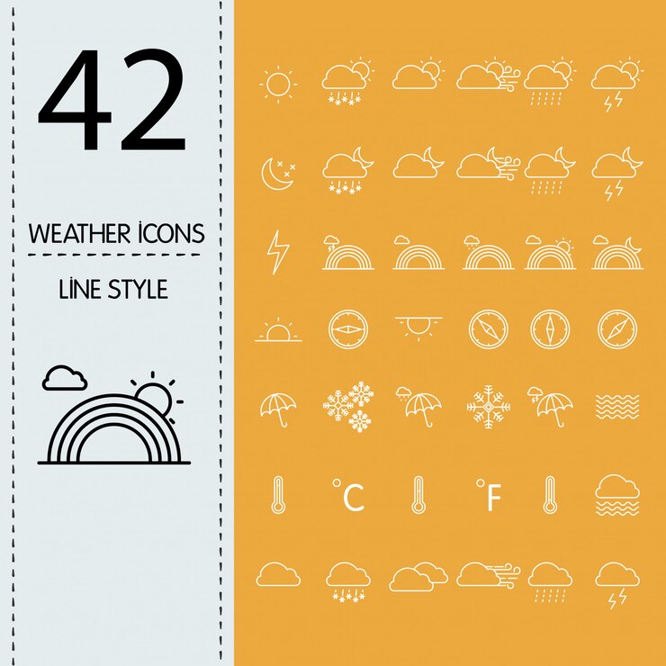 Vector doodle weather icons