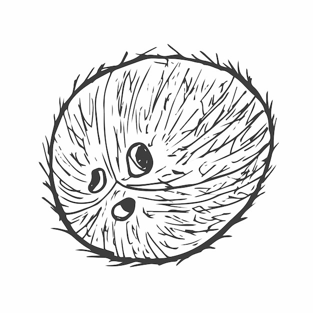 Vector doodle whole coconut ink sketch in vector