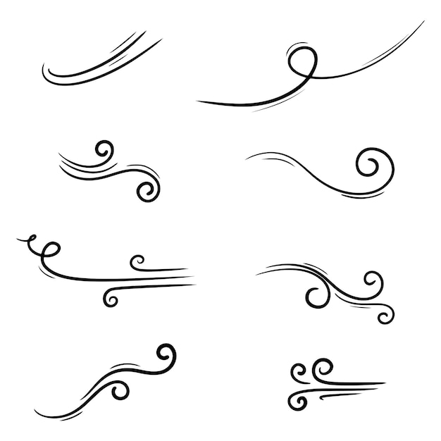 Doodle of wind gust isolated on a white background. hand drawn  vector illustration.