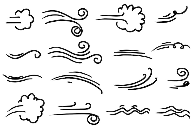 Doodle wind illustratie vector handgetekende stijl