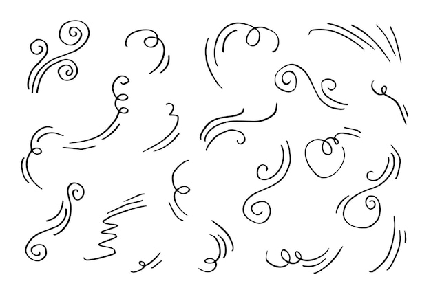 Vector doodle wind illustration vector hand drawn style isolated on white background.