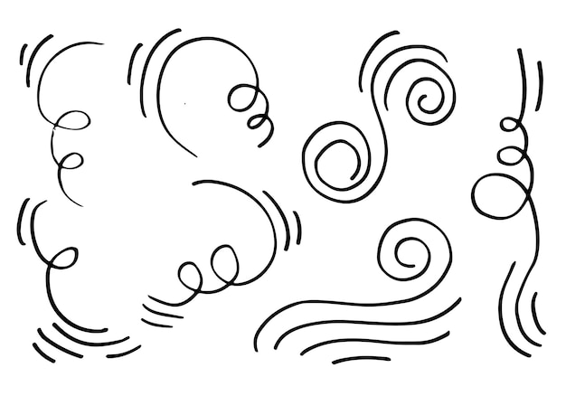 Ручной рисунок вектора ветра каракулей на белом фоне