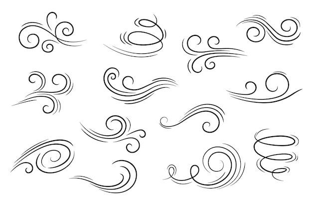 ベクトル doodle wind motion vector set of abstract swirls