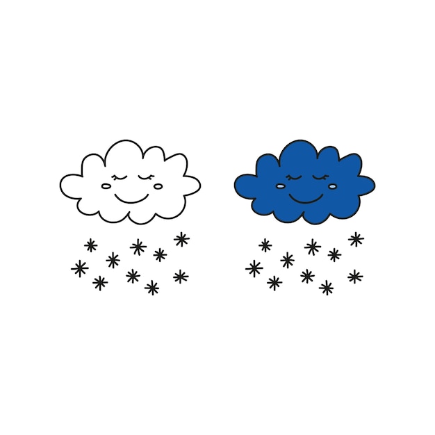 Doodle wolk gelukkig karakter icoon