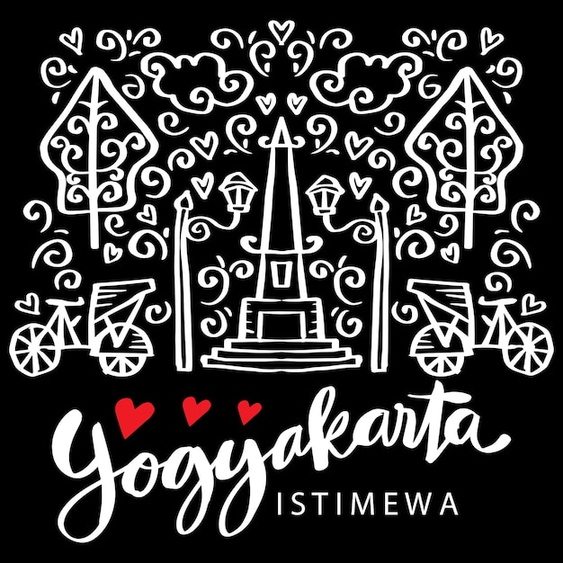 Doodle di yogyakarta città dell'indonesia