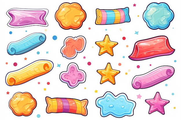 Vector doodled candy candy flakes set lined paper