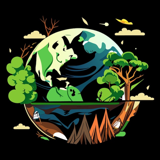 Vector doodled earth illustrating the climate change issue
