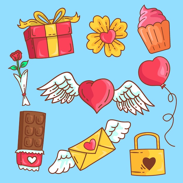 Doodled Valentijnsdag elementen